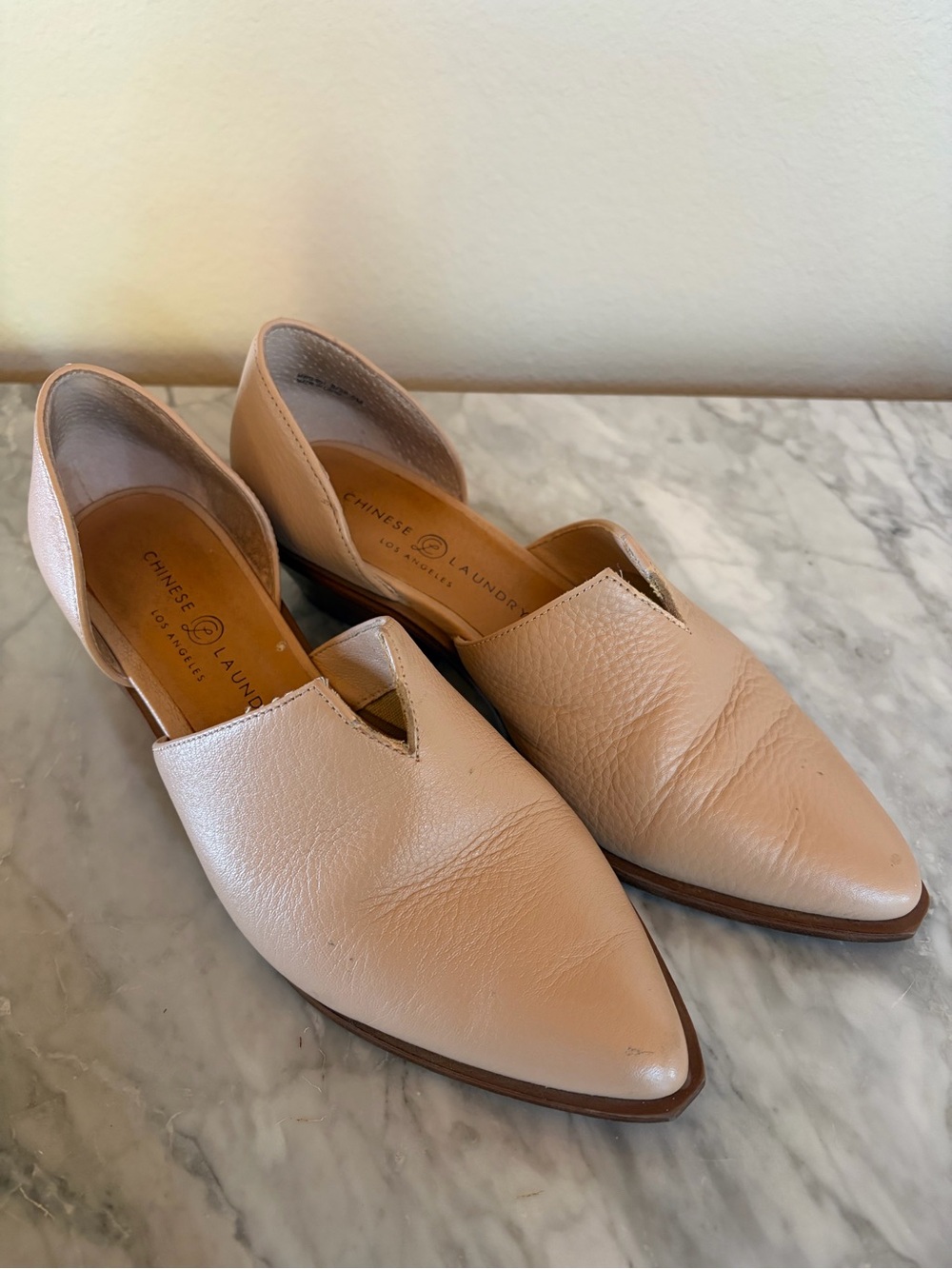 Chinese Laundry D’Orsay Blush/ Tan Pinkish Leather Pointed Flats